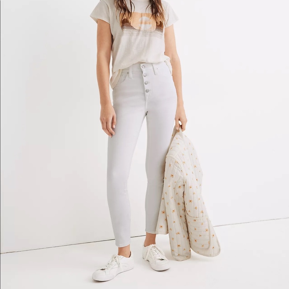 Madewell 10" High-Rise Skinny Crop White Jeans - Picture 4 of 11